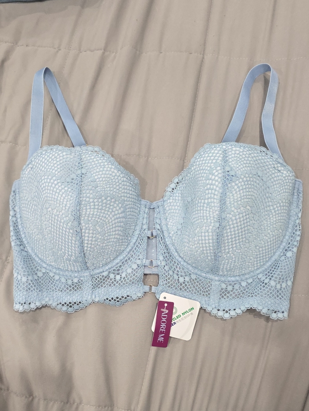 Adore Me Light Blue Lace Underwire Bra
